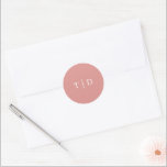 Elegant Coral Pink Monogram Modern Wedding Classic Round Sticker<br><div class="desc">Modern wedding stickers featuring a clean design with your monogram in a serif font.</div>