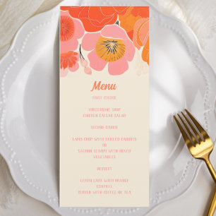 Elegant Coral Pink Poppy Flower Menu