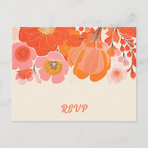 Elegant Coral Pink Poppy Flower RSVP Postcard