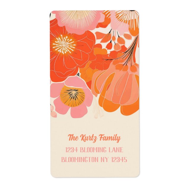 Elegant Coral Pink Poppy Flower Unique Address Label (Front)