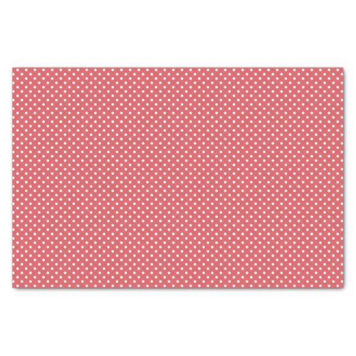 Elegant Coral Pink Red Polka Dots Pattern Tissue Paper