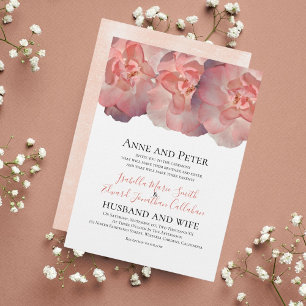Elegant Coral Pink Rose Floral 2nd Wedding Invitation