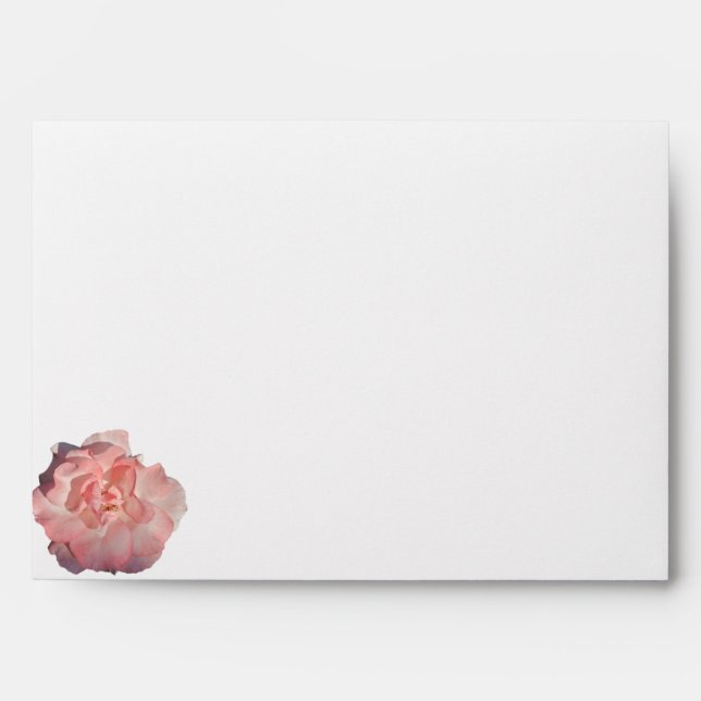 Elegant Coral Pink Rose Floral Wedding Invitation Envelope (Front)
