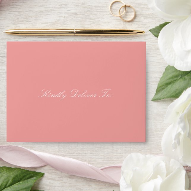 Elegant Coral Pink Traditional Wedding Envelope (Wedding)