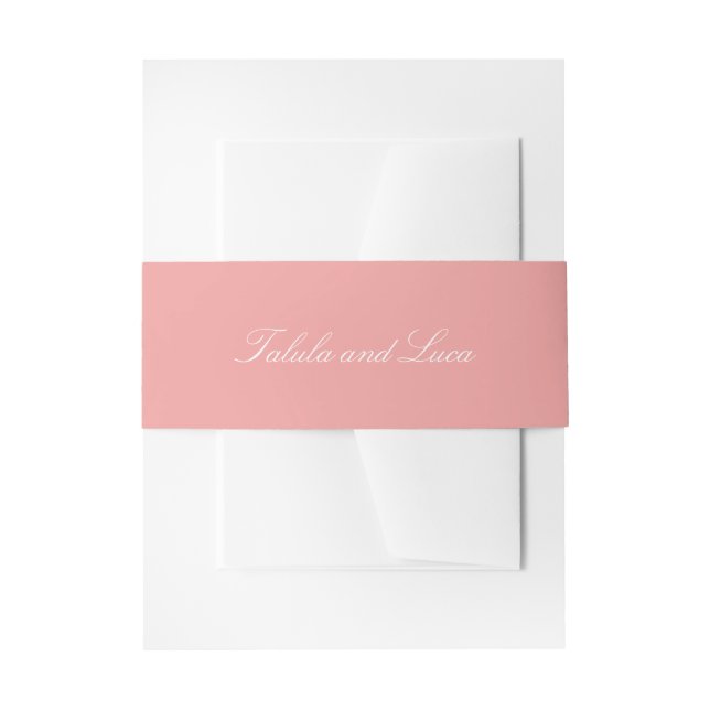 Elegant Coral Pink Traditional Wedding Invitation Belly Band (Front Example)