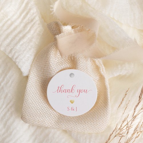 Elegant Coral Pink Wedding Favor Tag