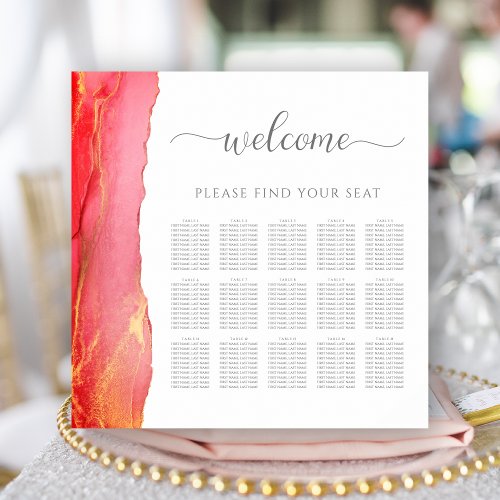Elegant Coral Pink Wedding Seating Chart