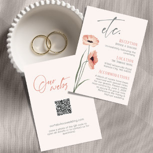 Elegant Coral Reception Accomodations QR Code Enclosure Card