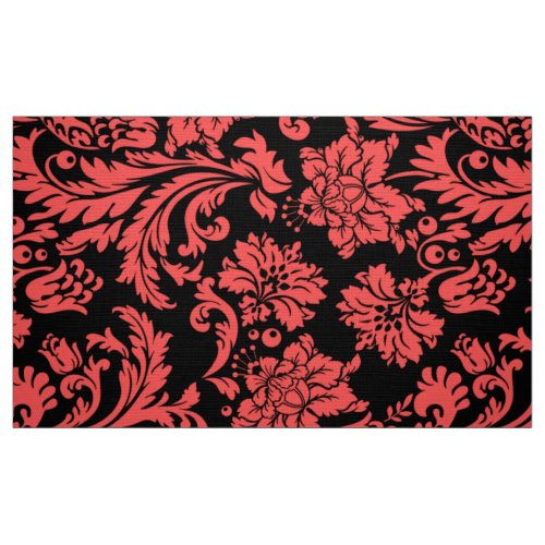 Elegant Coral_Red And BlackFloral Damasks Fabric