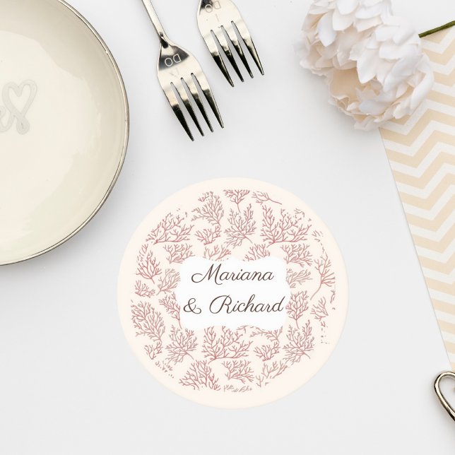 Elegant Coral Reef Wedding Coaster (Creator Uploaded)