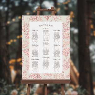 Elegant Coral Reef Wedding Seating Chart Foam Board