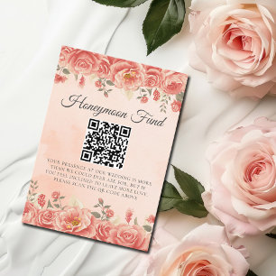 Elegant Coral Roses Wedding Honeymoon Fund Enclosure Card