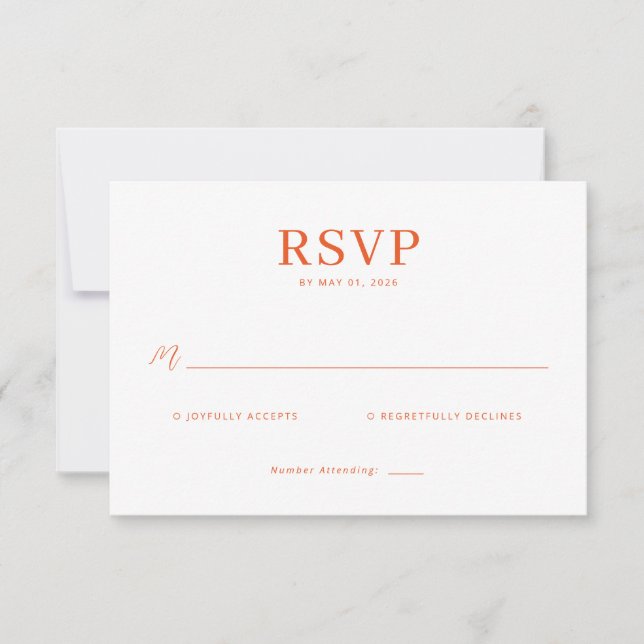 Elegant Coral RSVP Card (Front)