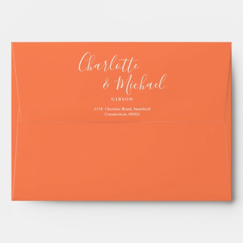 Elegant Coral Signature Script Return Address Envelope