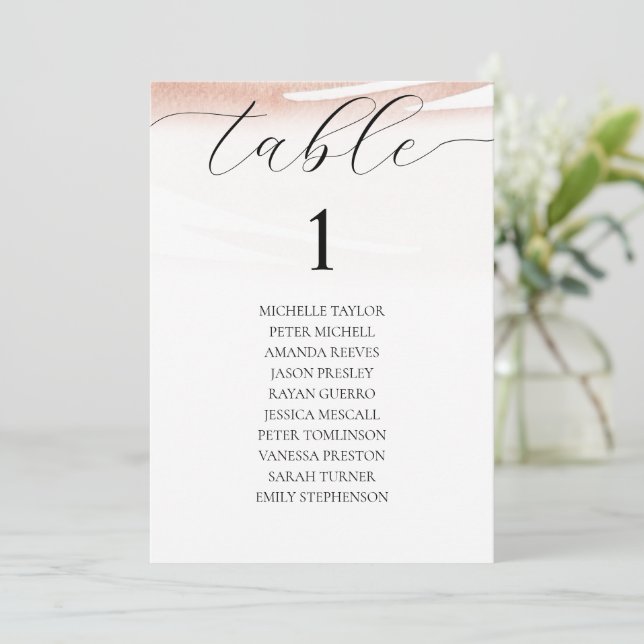 Elegant Coral Summer Wedding Seating Chart Holiday Card (Standing Front)