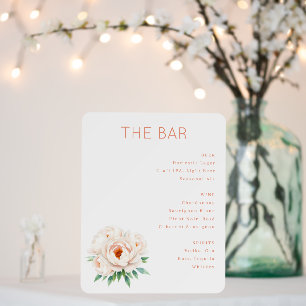 Elegant Coral Watercolor Bar Menu Foam Board