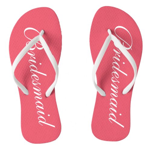 Elegant coral wedding flip flops for bridesmaids