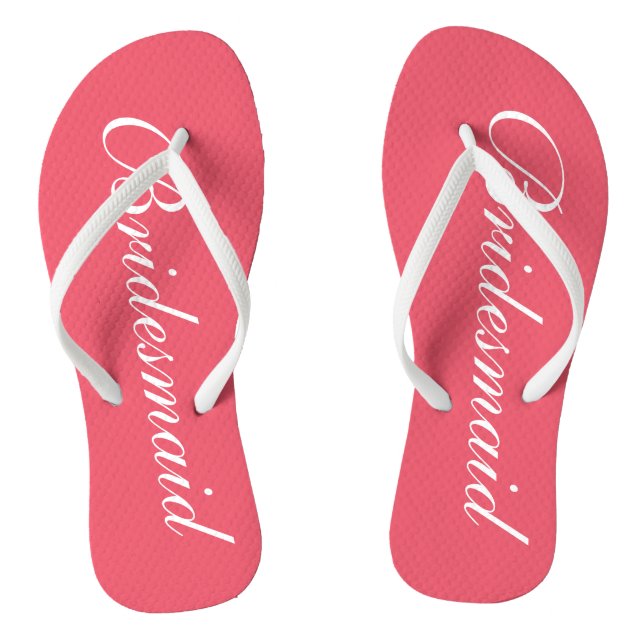 Elegant coral wedding flip flops for bridesmaids (Footbed)