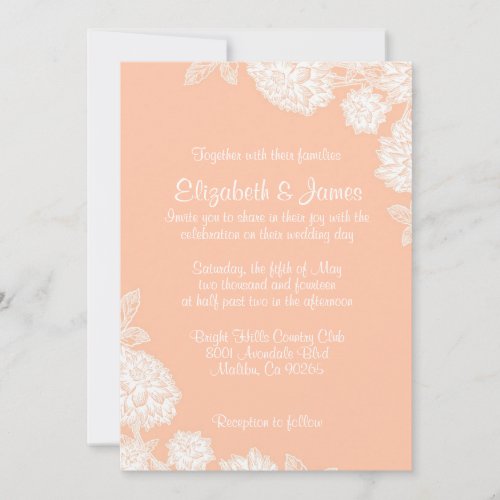 Elegant Coral Wedding Invitations