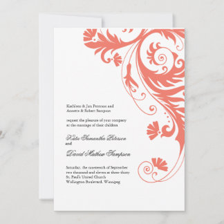 Elegant Coral Wedding Invitations