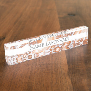 Elegant coral white marble professional desk name plate