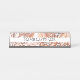 Elegant coral white marble professional desk name plate
