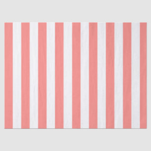 Elegant Coral White Striped Pattern Tissue Paper