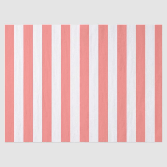 Elegant Coral White Striped Pattern Tissue Paper (Front)
