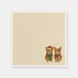 Elegant Corgi Couple Christmas Festive Holiday Napkins