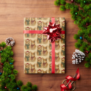 Elegant Corgi Couple Christmas Festive Holiday Wrapping Paper