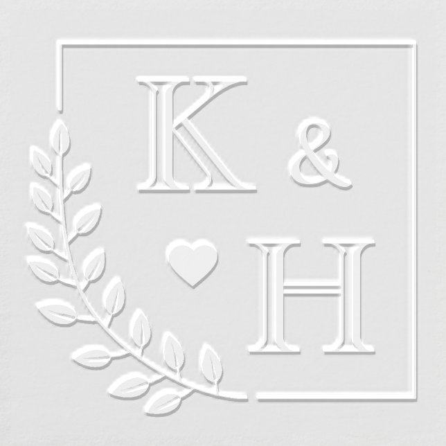 Elegant Corner Branch Monogram Initials Wedding Embosser (Design)