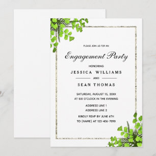 Elegant Corner Fern Decoration Engagement Party Invitation