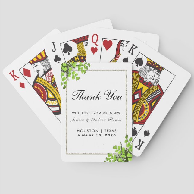 Elegant Corner Fern Decoration Wedding Favor Poker Cards (Back)