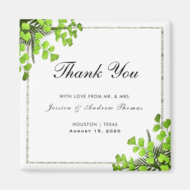 Elegant Corner Fern Decoration Wedding Thank You Magnet (Front)