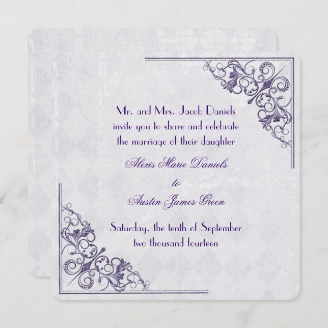 Elegant Corner Wedding Invitation (Front/Back)