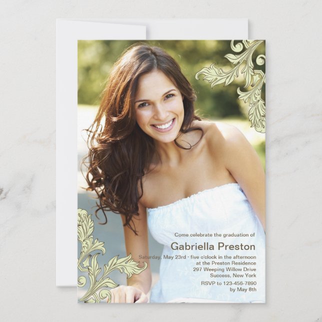 Elegant Corners Photo Invitation (Front)