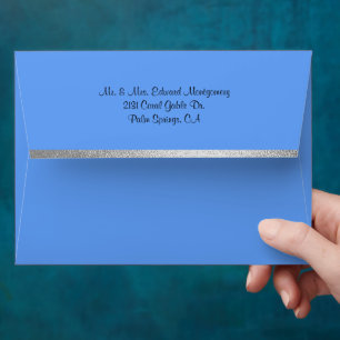 Elegant Cornflower Blue and Silver Envelope