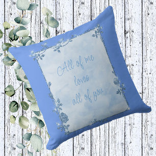 Elegant Cornflower Blue Sparkle Frame Valentine Throw Pillow