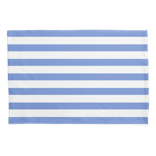 Elegant Cornflower Blue Stripes Pillow Case (Front-Left)