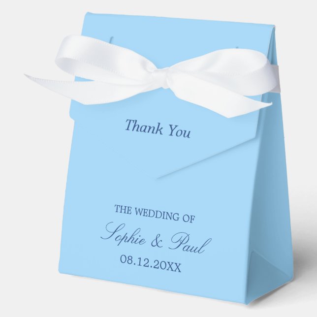 Elegant Cornflower Blue Wedding Favor Box (Front)