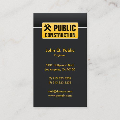 Elegant Corporate Black Construction Business Card