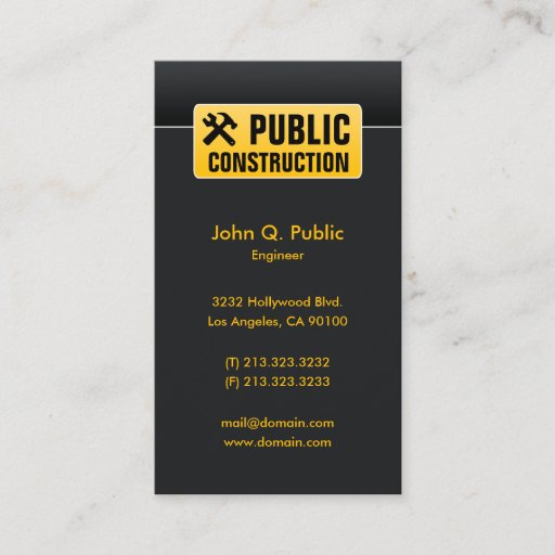 Customizable Elegant Corporate Black Construction Business Card