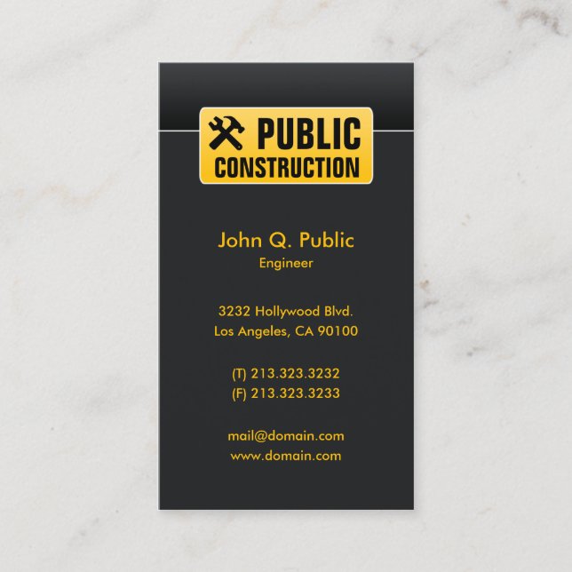 Elegant Corporate Black Construction Home Builders Business Card (Front)