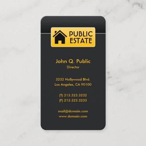 Customizable Elegant Corporate Black Real Estate Business Card
