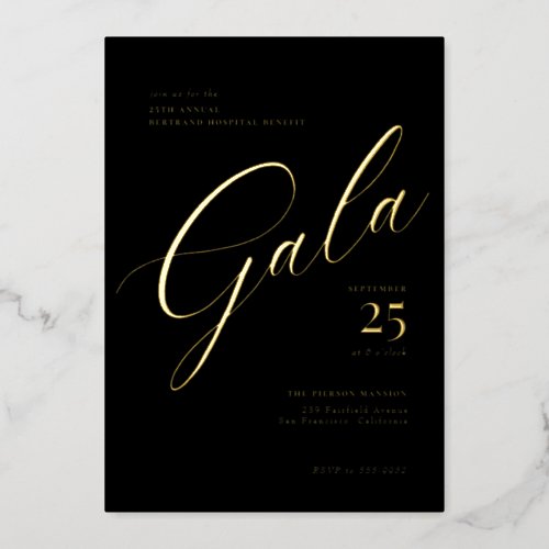 Elegant Corporate Black Tie Calligraphy Gala Foil Invitation