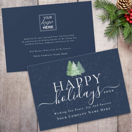 Elegant Corporate Christmas Company Logo Holiday Card