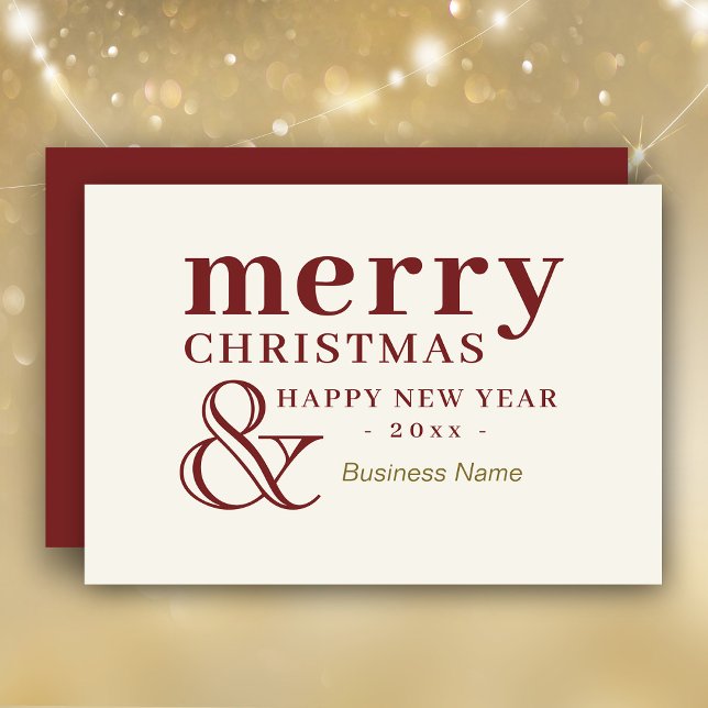 Elegant Corporate Christmas Holiday Card  (Stylishly Personalize with Your Business Name & Custom Year.)