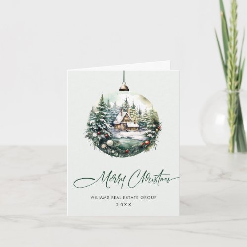 Elegant Corporate Christmas Ornament Greeting Holiday Card
