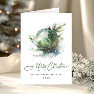 Elegant Corporate Christmas Ornament Greeting Holiday Card