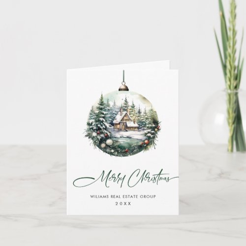 Elegant Corporate Christmas Ornament Greeting Holiday Card